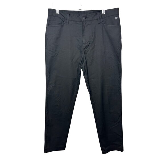 Adidas Men’s Pants Golf Trousers Black 34 x 30 Tapered 5-Pocket Logo Loops Zip - Picture 1 of 9